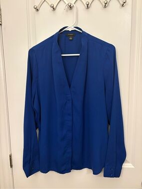 Halogen Women's Royal Blue V-Neck Long Sleeve Blouse